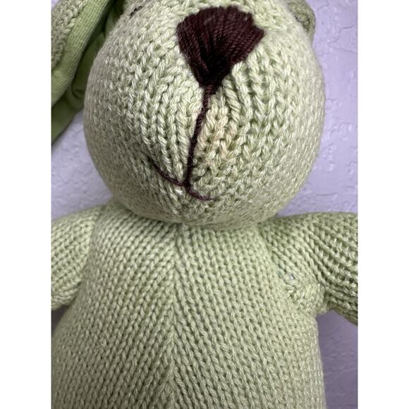 Vintage Baby Gap Mint Green Knit Bunny Plush Stuffed Animal Rabbit - Picture 2 of 7